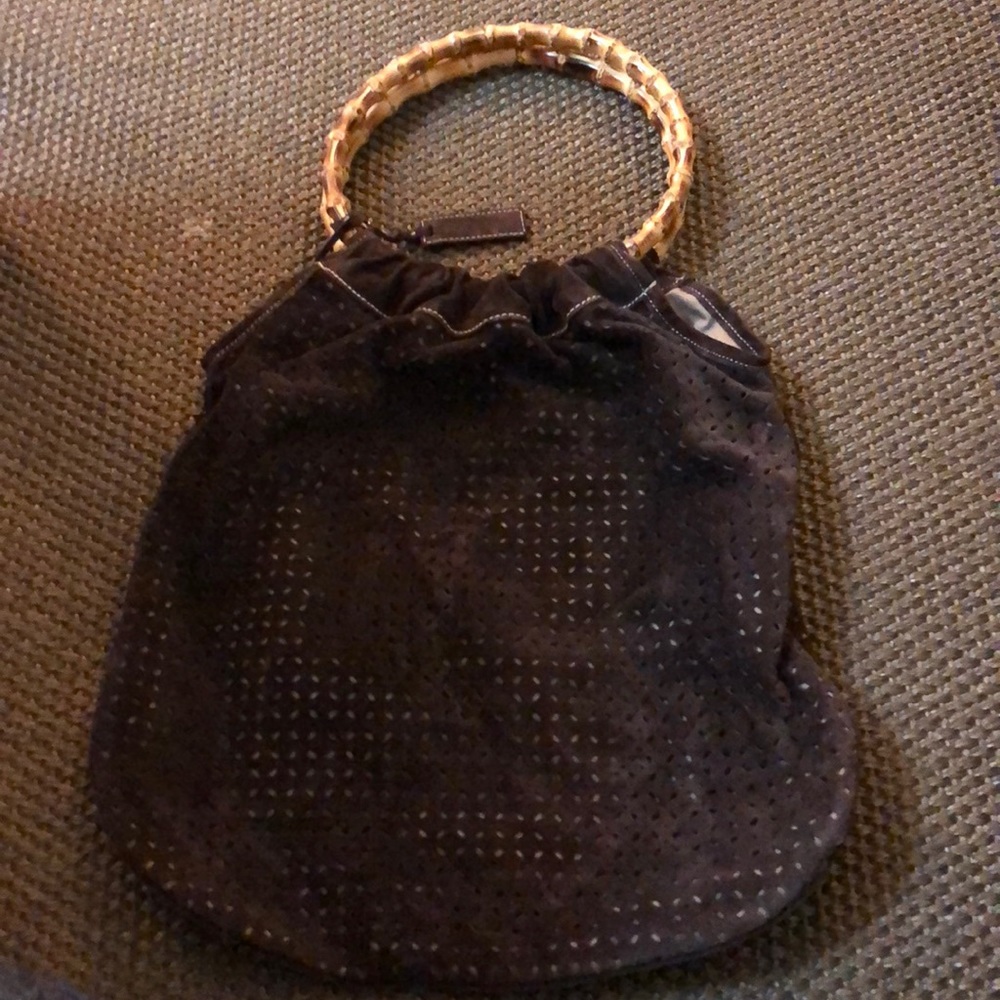 Brown Suede Miu Miu Bamboo Bag